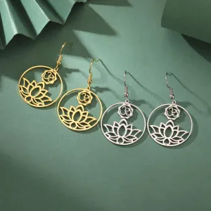 Wholesale Fashionable and simple hollow lotus stainless steel earrings