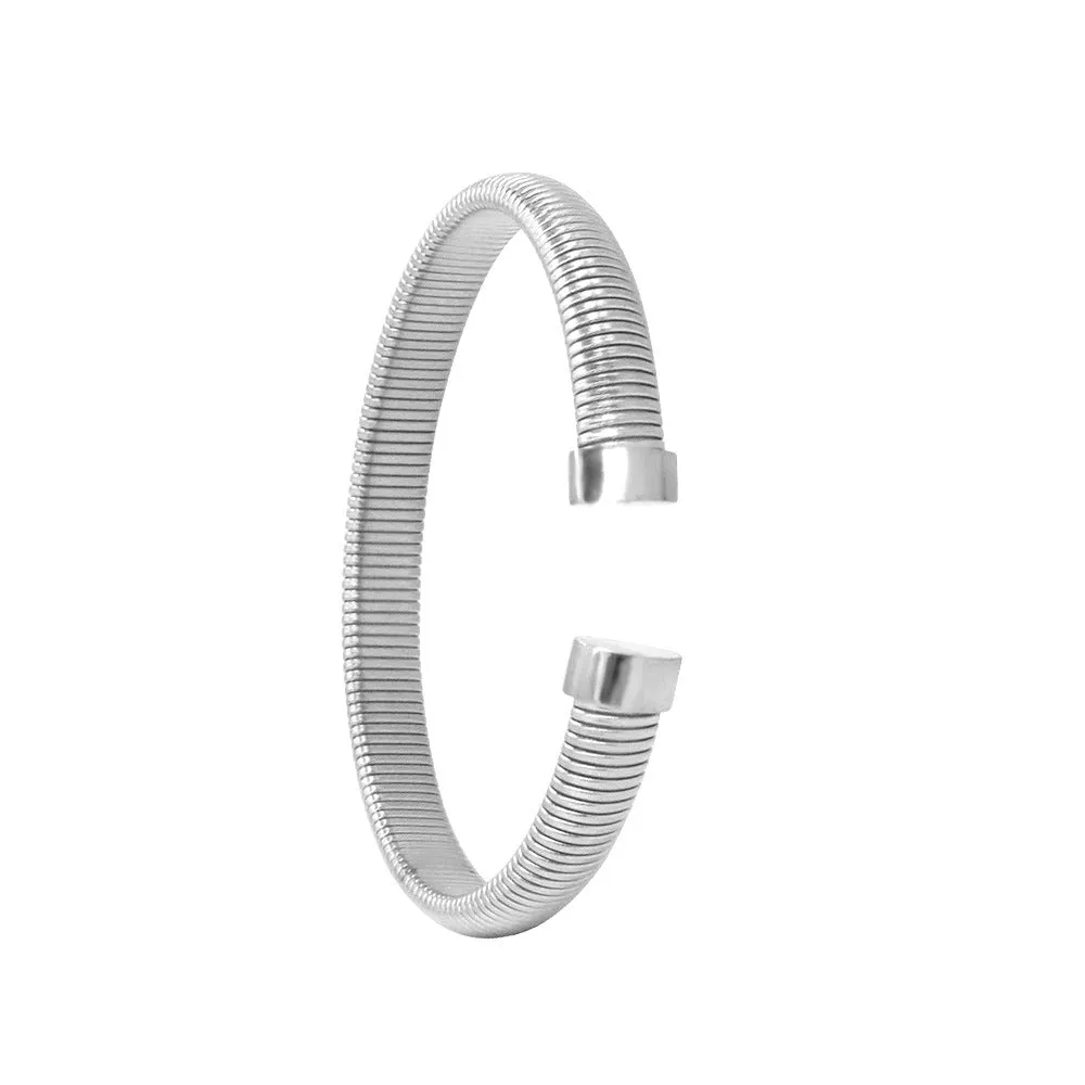 Wholesale Fashionable C-shaped Titanium Steel 18K Gold Open Bracelet