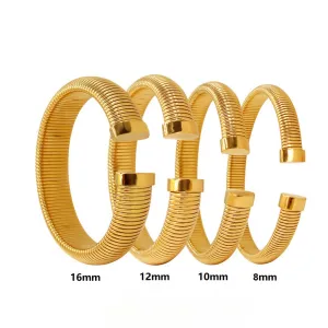 Wholesale Fashionable C-shaped Titanium Steel 18K Gold Open Bracelet