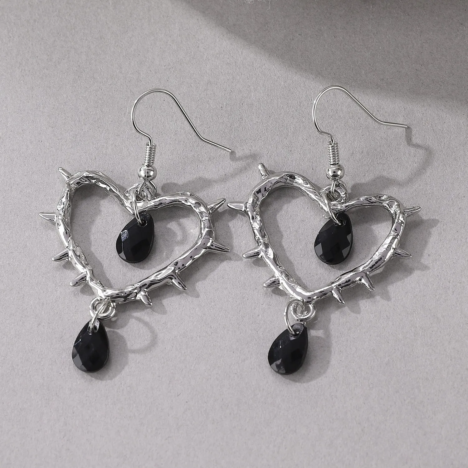 Wholesale Fashionable Handmade Thorn Heart Cross Earrings