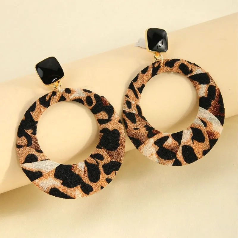 Wholesale Fashionable Personalized Leopard Print Geometric Circular Versatile Elegant High-end Earrings