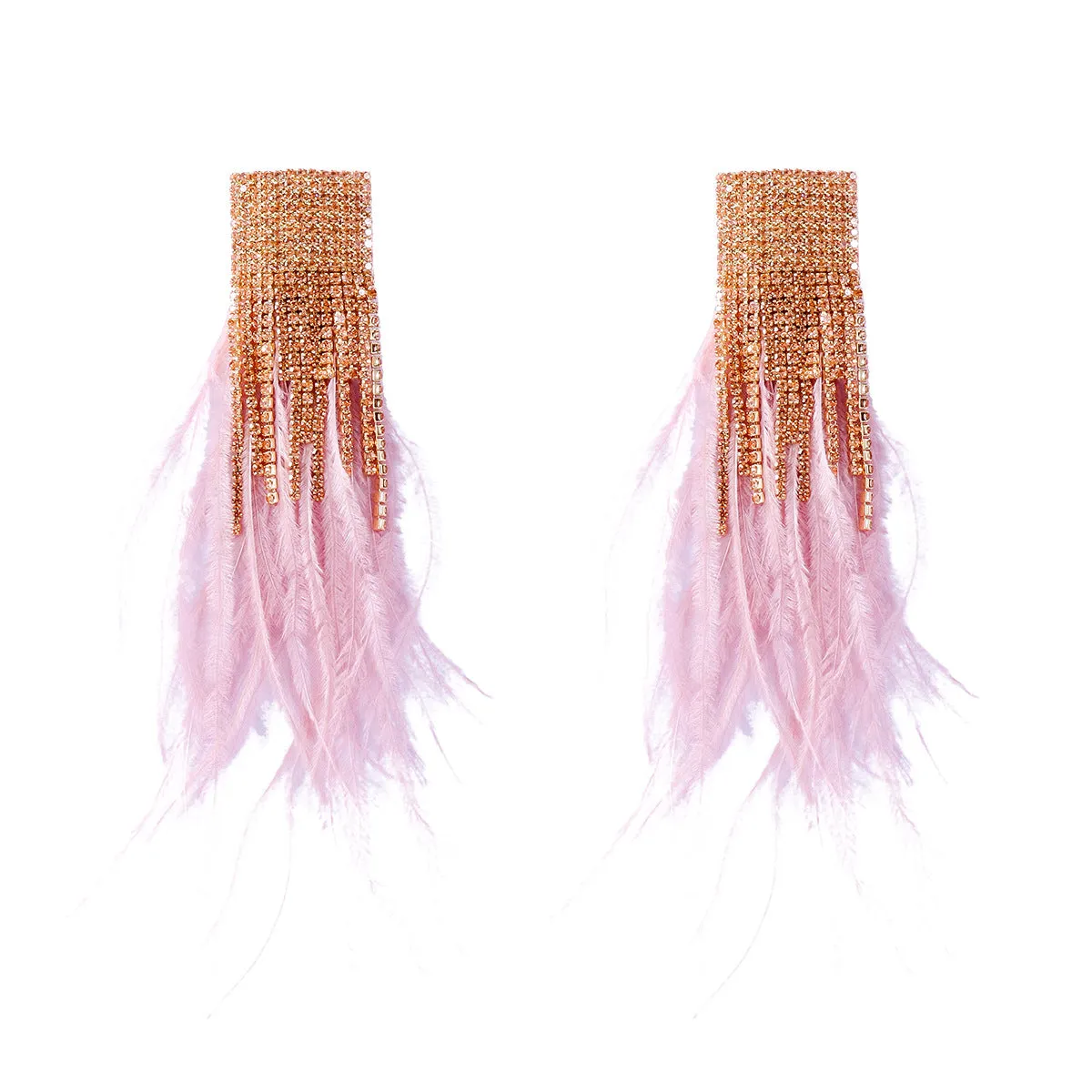 Wholesale Feather Earrings with Diamond Inlay Feathers