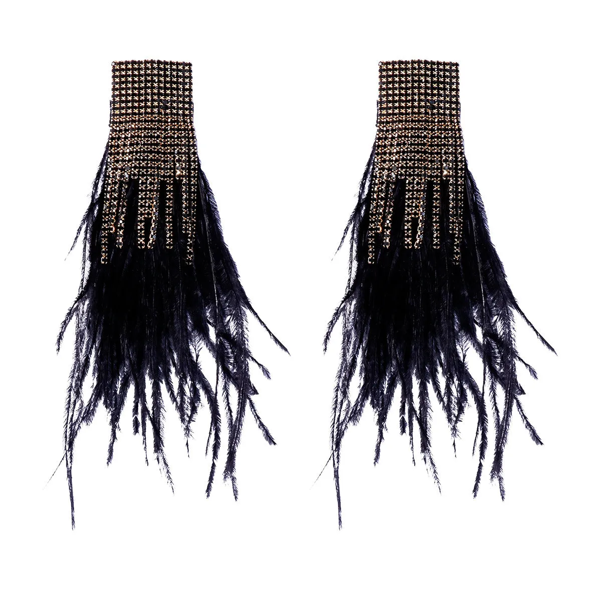 Wholesale Feather Earrings with Diamond Inlay Feathers