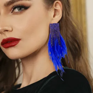 Wholesale Feather Earrings with Diamond Inlay Feathers