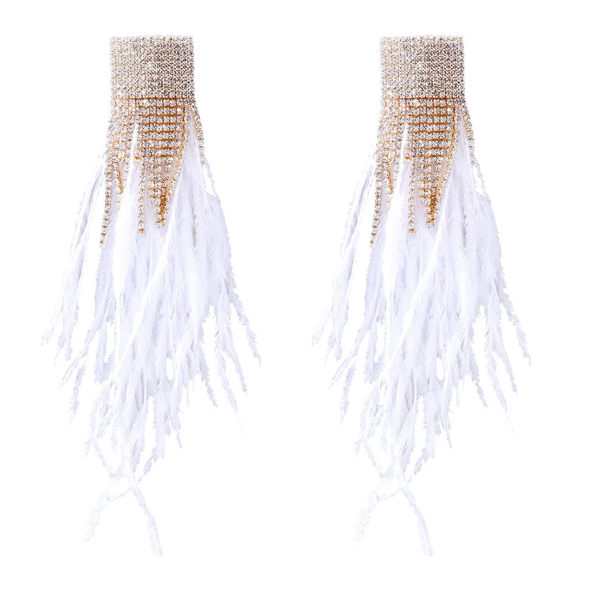 Wholesale Feather Earrings with Diamond Inlay Feathers