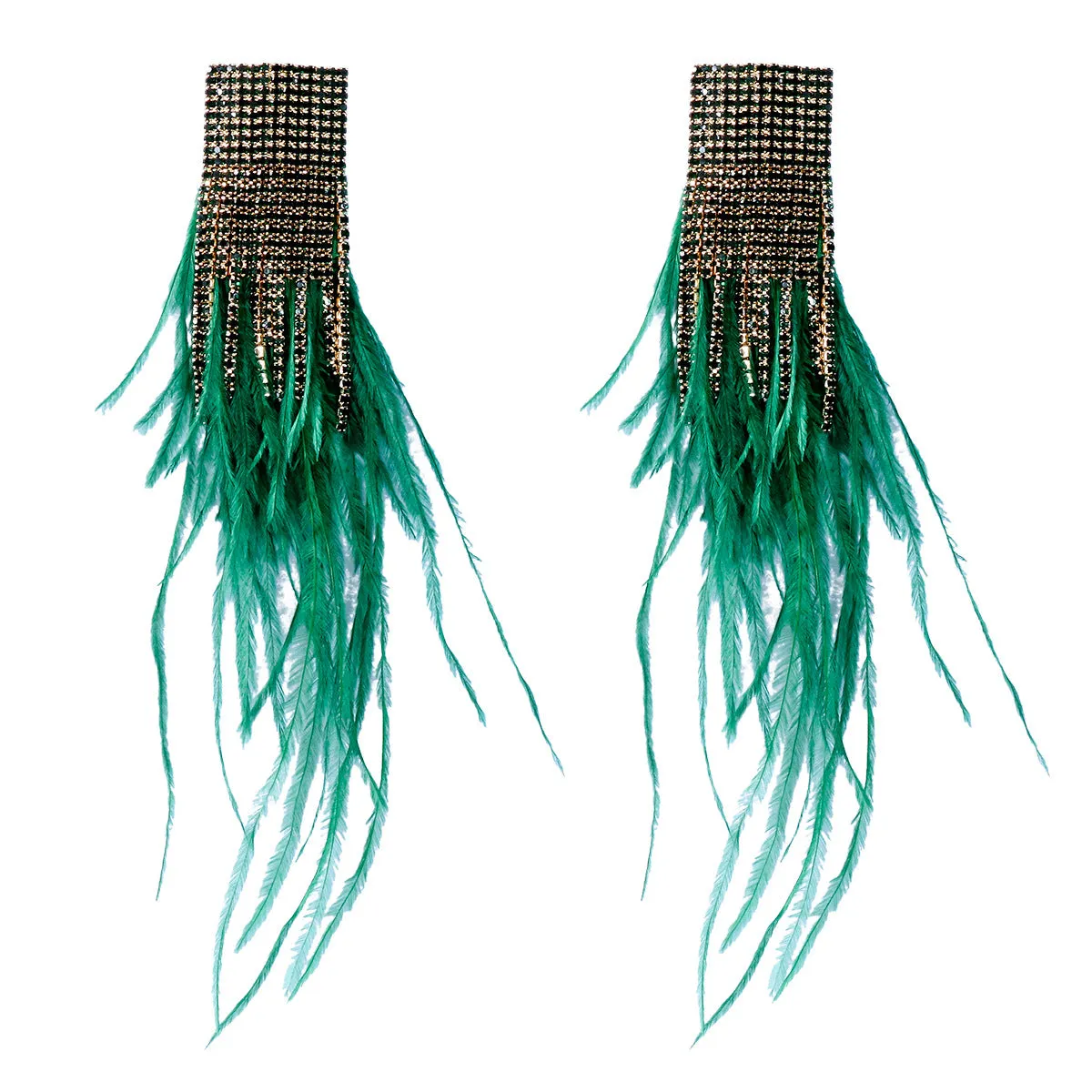 Wholesale Feather Earrings with Diamond Inlay Feathers