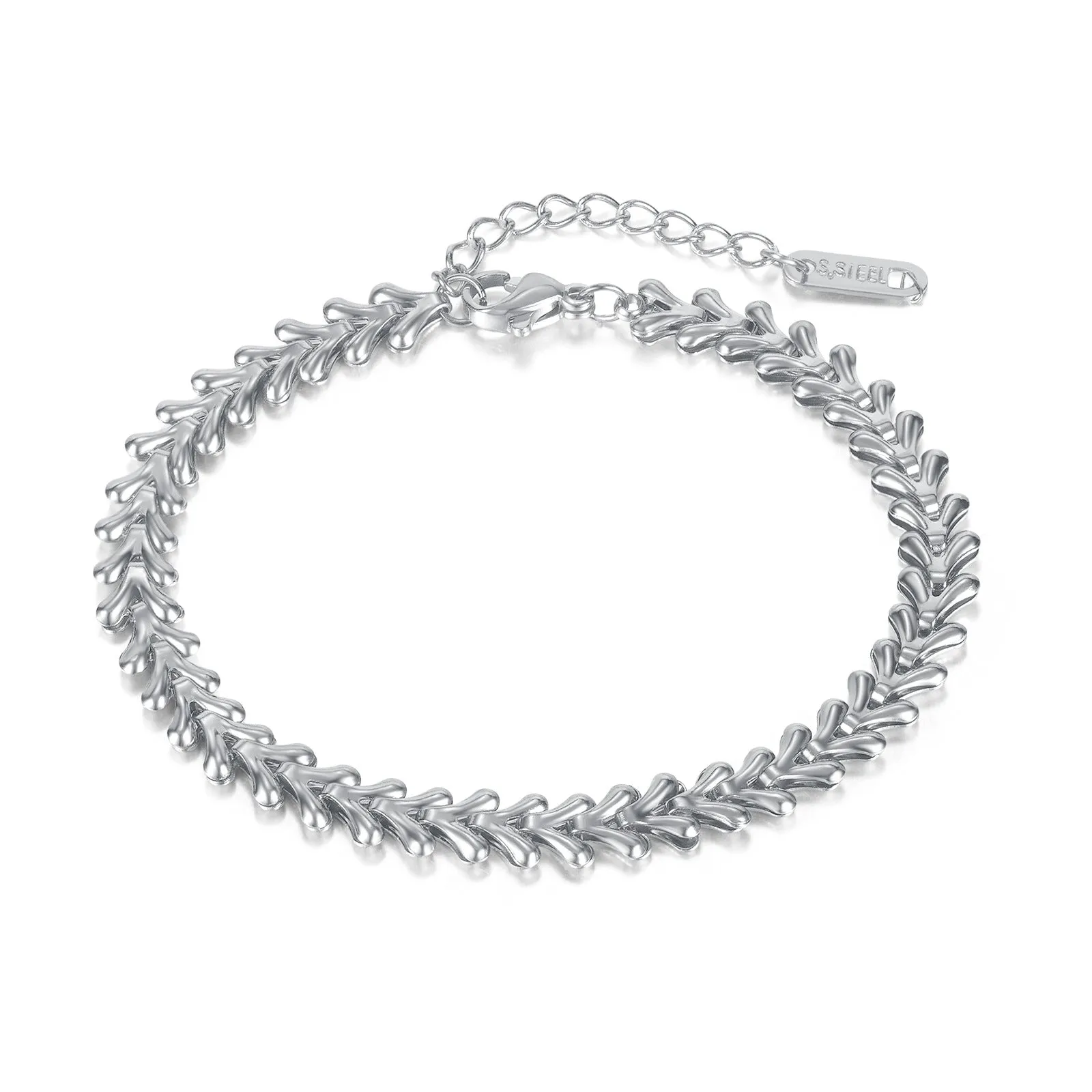 Wholesale Fishbone Heart Titanium Steel Peach Heart Stainless Steel Bracelet