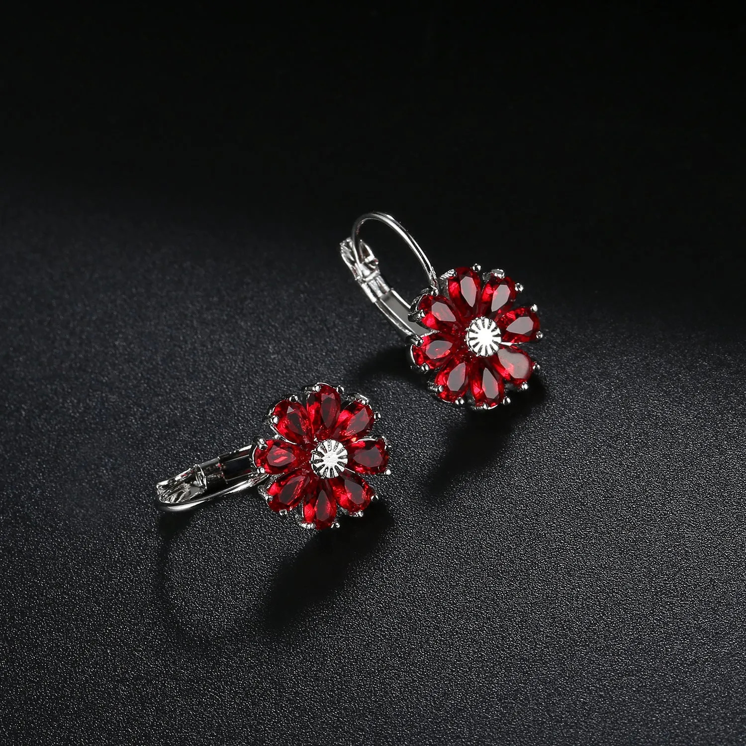Wholesale Flower Colored Zircon Earrings