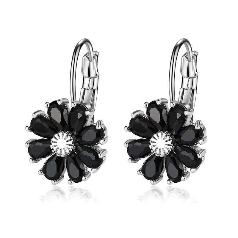 Wholesale Flower Colored Zircon Earrings