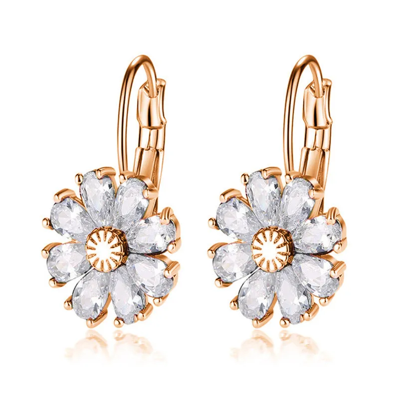 Wholesale Flower Colored Zircon Earrings