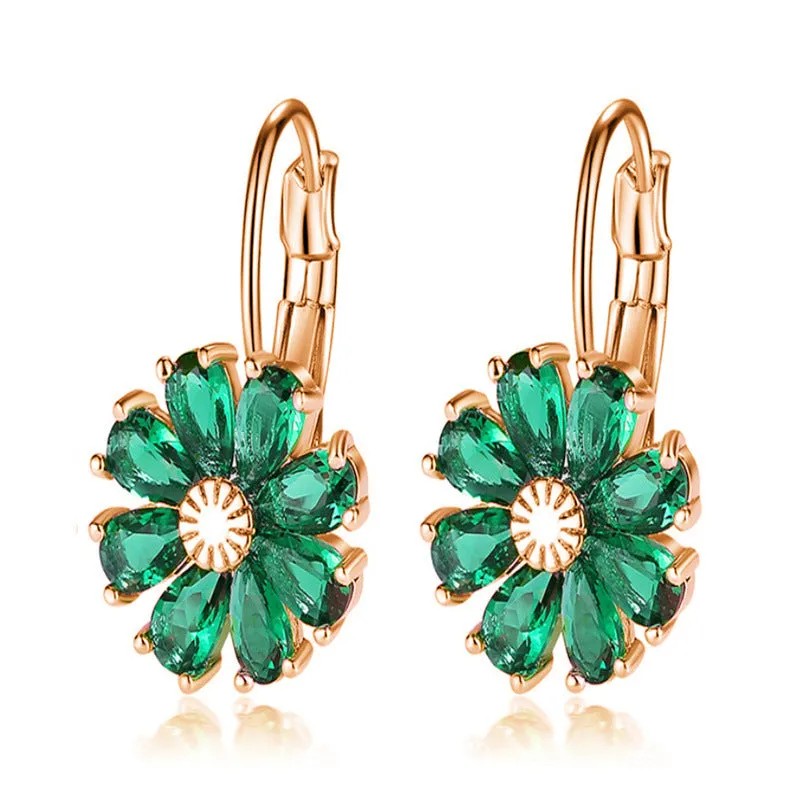 Wholesale Flower Colored Zircon Earrings
