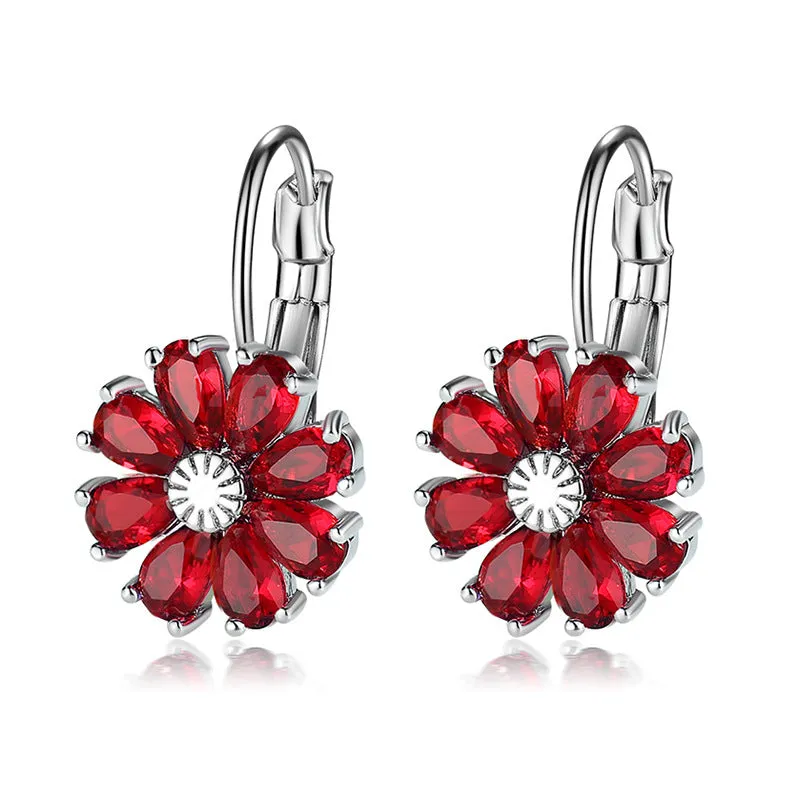 Wholesale Flower Colored Zircon Earrings