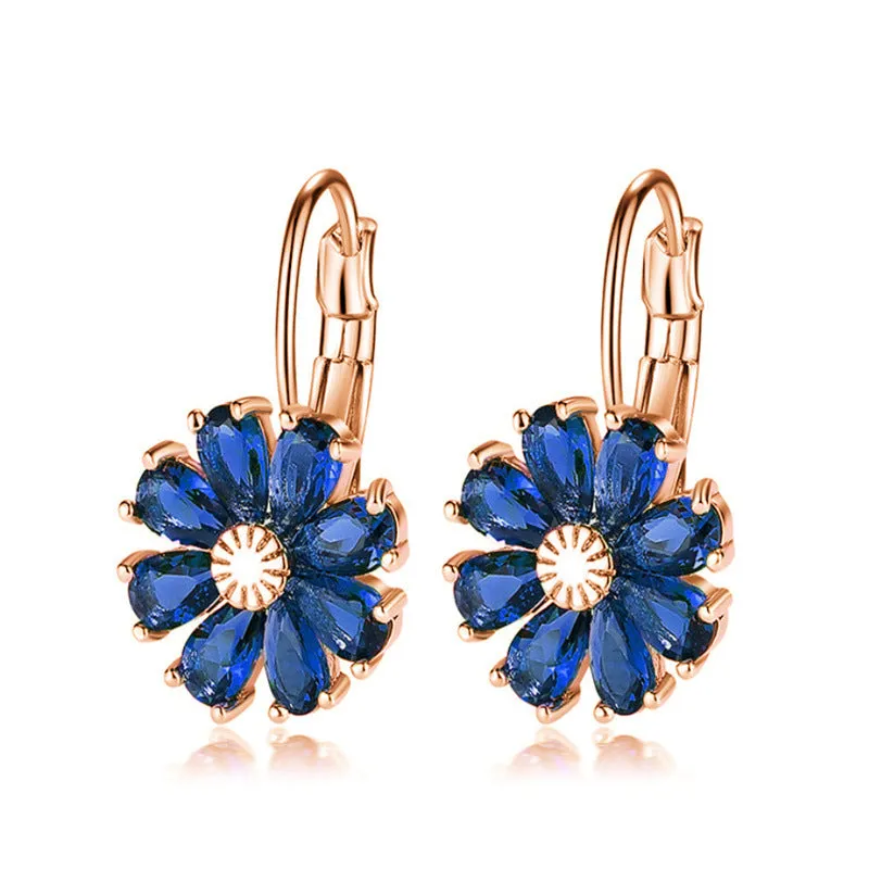 Wholesale Flower Colored Zircon Earrings