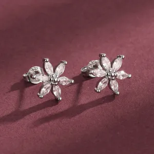 Wholesale Flower Inlaid Zircon Copper Earrings
