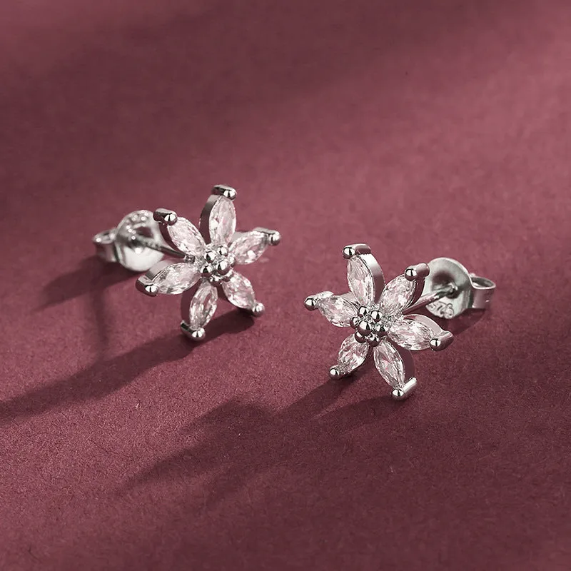 Wholesale Flower Inlaid Zircon Copper Earrings