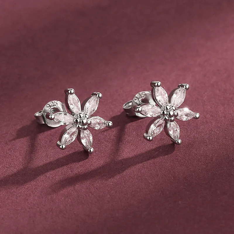 Wholesale Flower Inlaid Zircon Copper Earrings