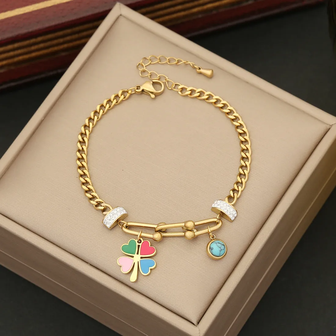 Wholesale Flower Love Butterfly Stainless Steel Bracelet