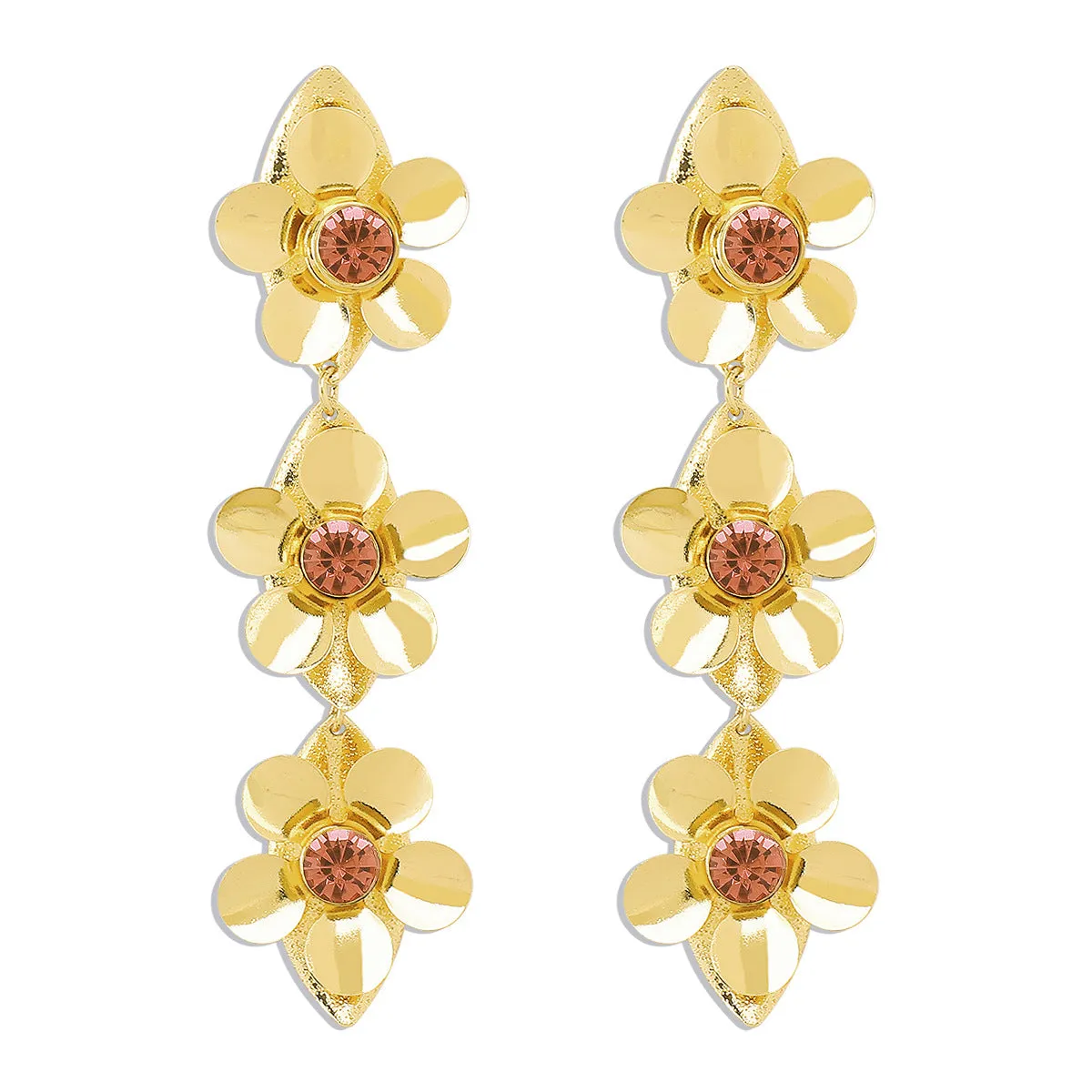 Wholesale Flower Micropaved Iron Earrings