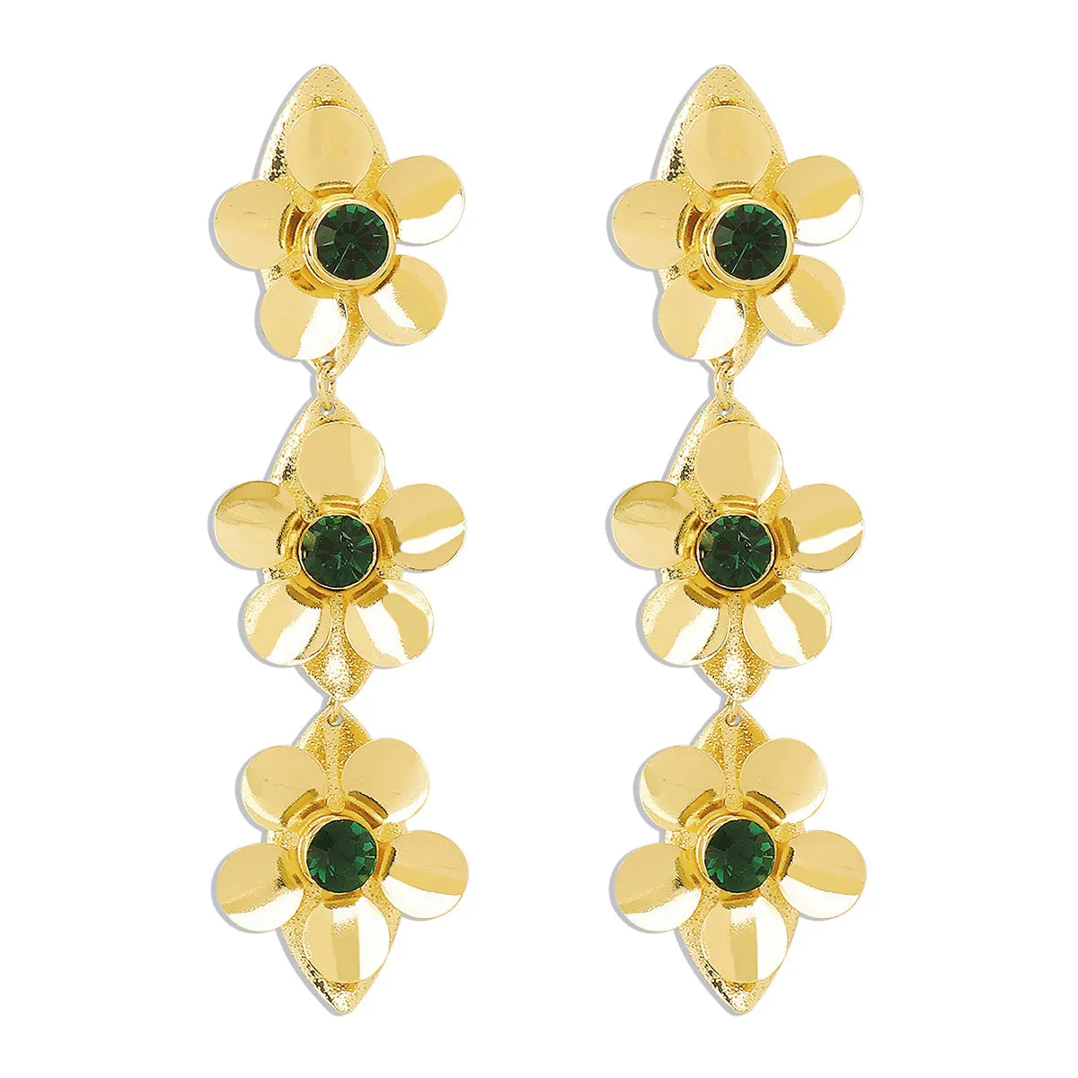 Wholesale Flower Micropaved Iron Earrings