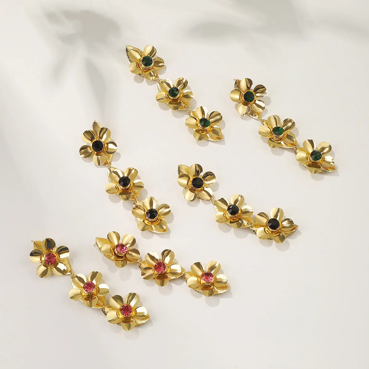 Wholesale Flower Micropaved Iron Earrings