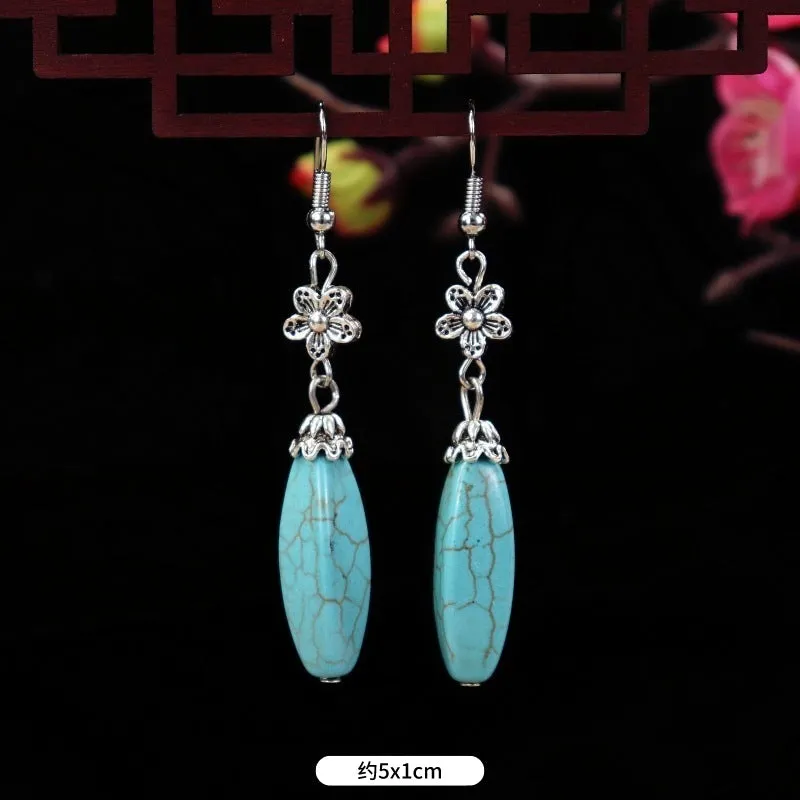 Wholesale Flower Tassel Alloy Earrings