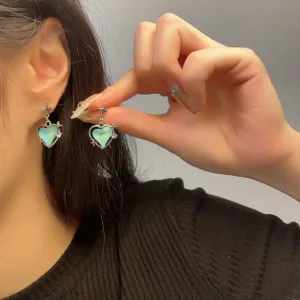 Wholesale Fluorescent Blue Star Heart Earrings