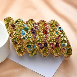 Wholesale foreign trade jewelry retro rose diamond hollow alloy cloisonne antique painted bracelet