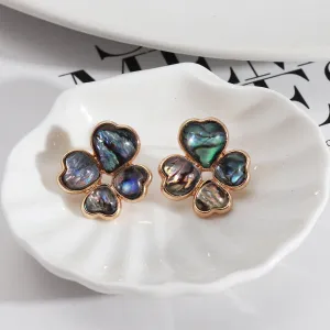Wholesale Four-leaf Flower Fashion Abalone All-match Trendy Earrings