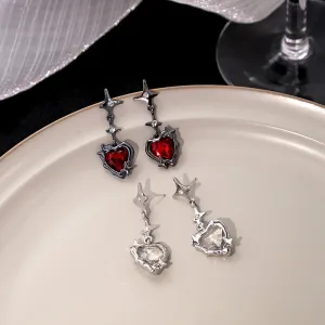 Wholesale Four-pointed star heart diamond earrings