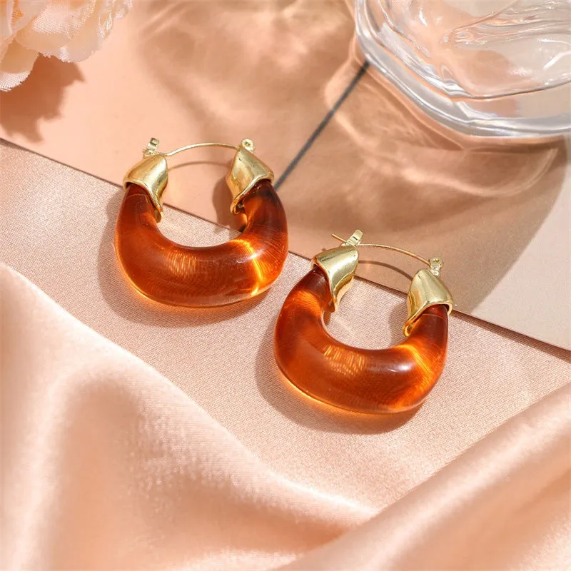 Wholesale French Retro Hong Kong Style Resin Earrings