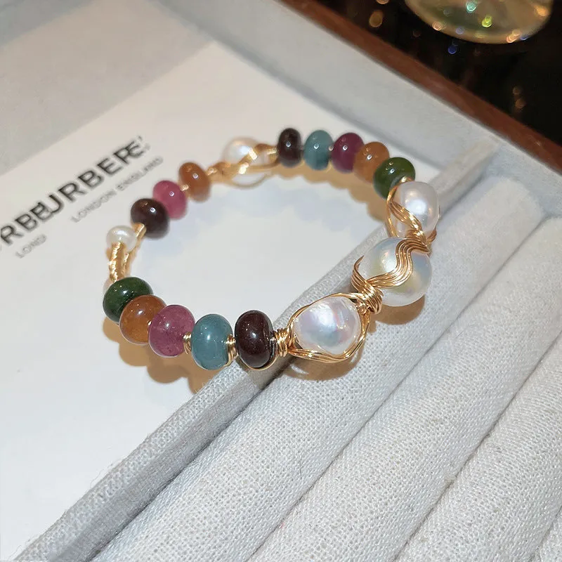 Wholesale Freshwater Pearl Round Bead Fishtail Bracelet