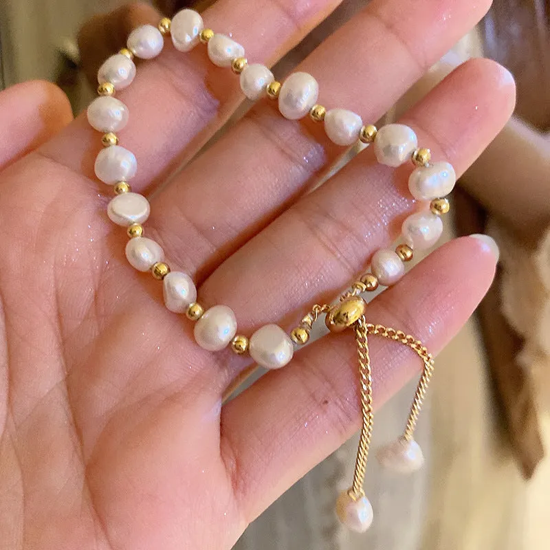 Wholesale Freshwater Pearl Round Bead Fishtail Bracelet