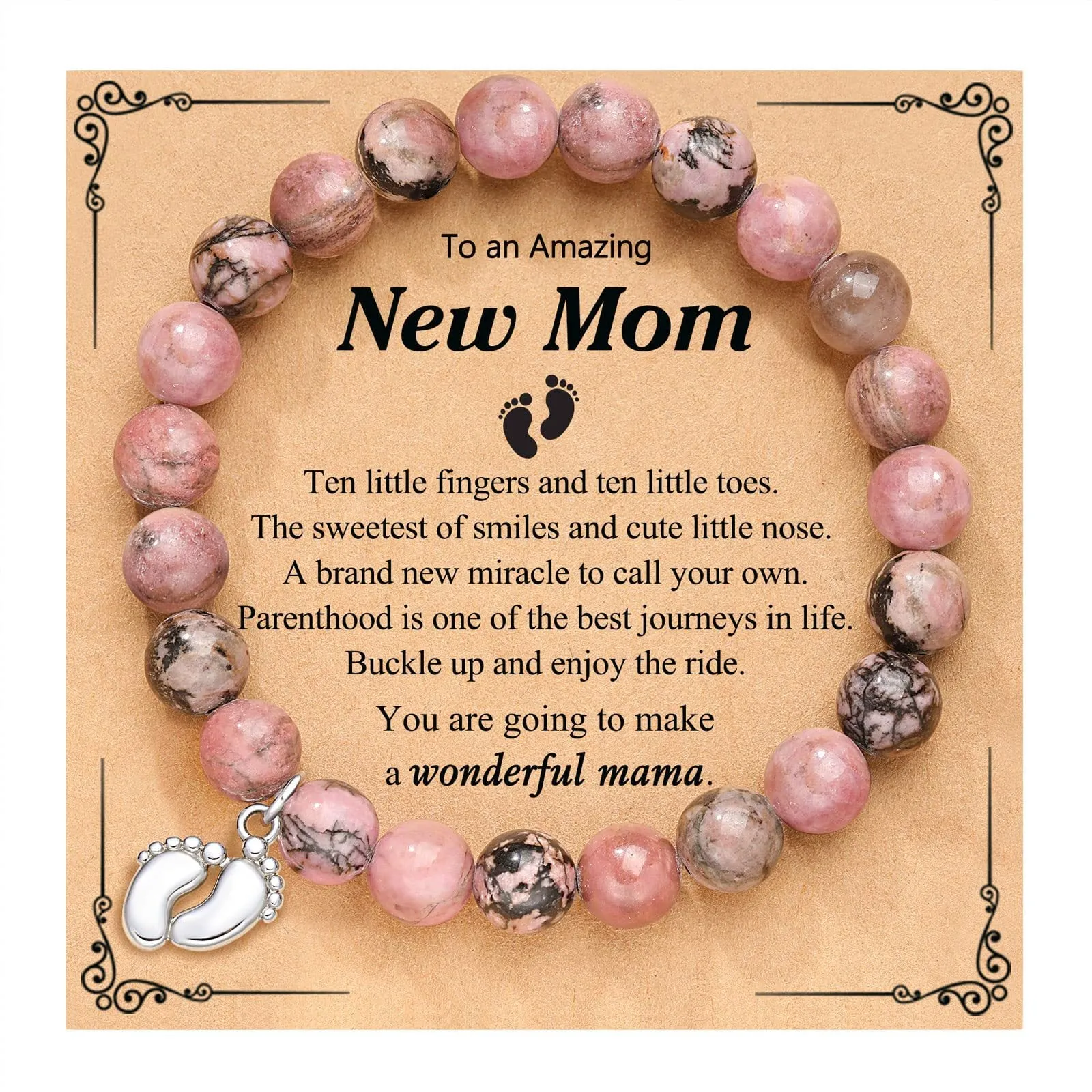 Wholesale Friendship Pink Zebra Rhodonite Purple Agate Bracelet