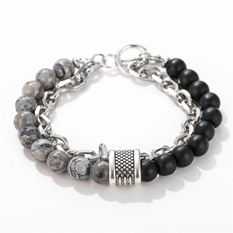 Wholesale Frosted Stone Chain Combination Geometric Men's Bracelet