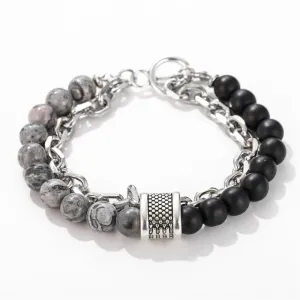 Wholesale Frosted Stone Chain Combination Geometric Men's Bracelet