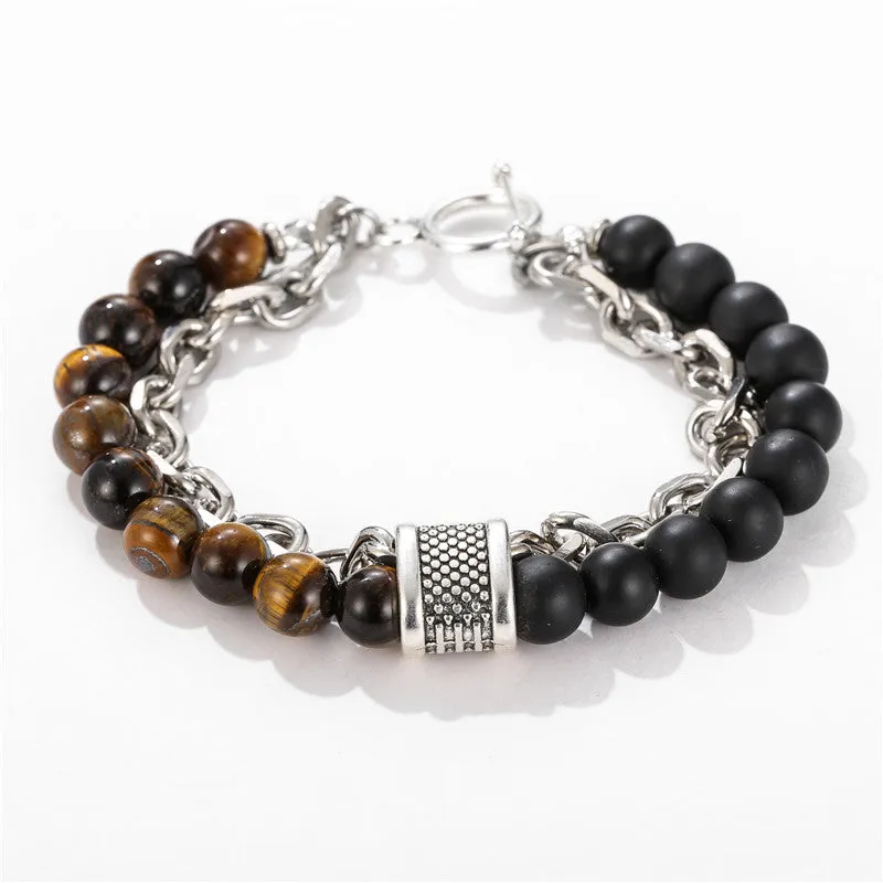 Wholesale Frosted Stone Chain Combination Geometric Men's Bracelet