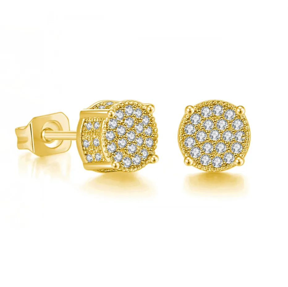 Wholesale Full CZ Micropaved Men's Gold Plated Earrings