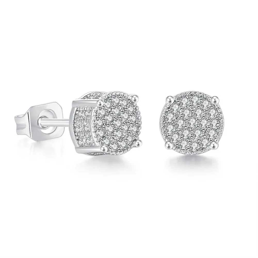Wholesale Full CZ Micropaved Men's Gold Plated Earrings