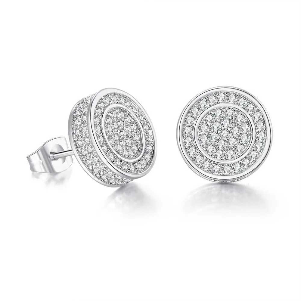 Wholesale Full CZ Micropaved Men's Gold Plated Earrings