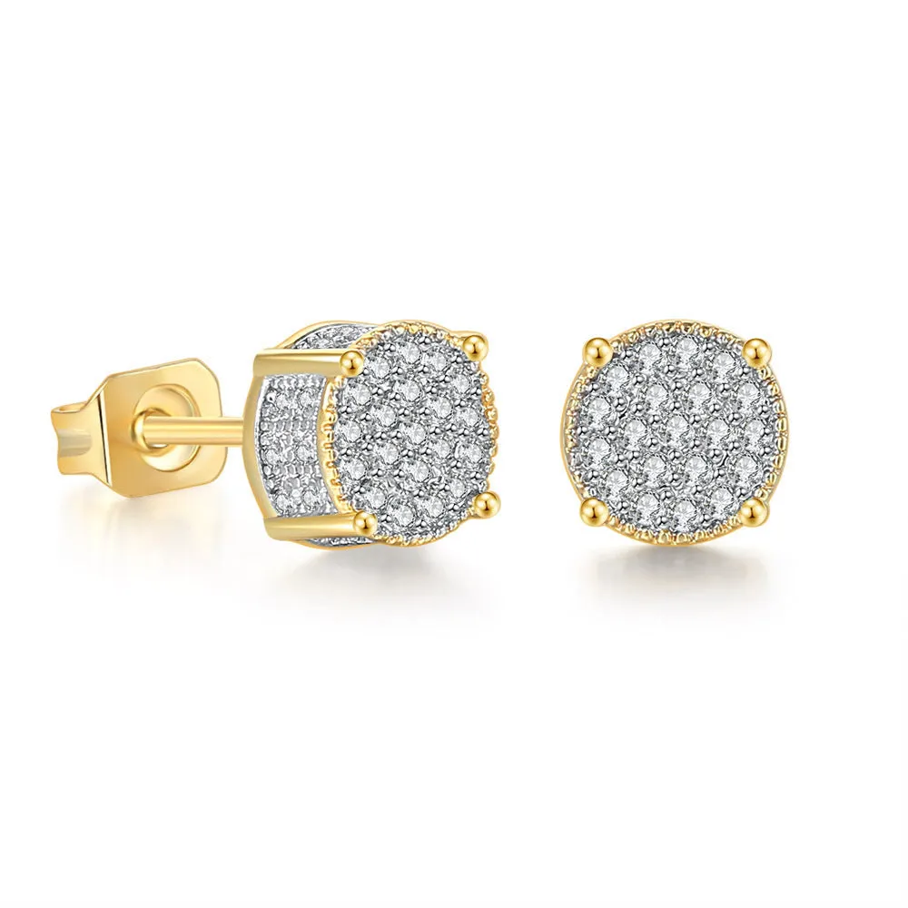 Wholesale Full CZ Micropaved Men's Gold Plated Earrings