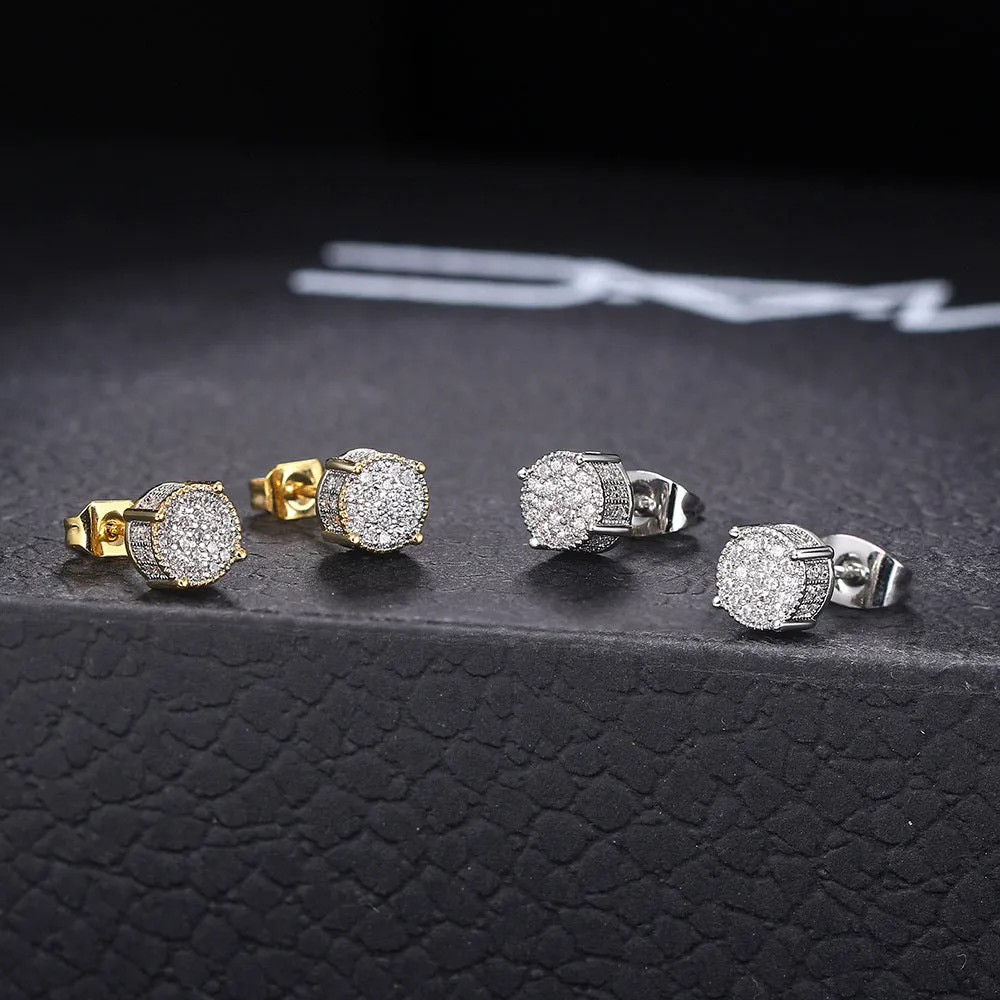 Wholesale Full CZ Micropaved Men's Gold Plated Earrings