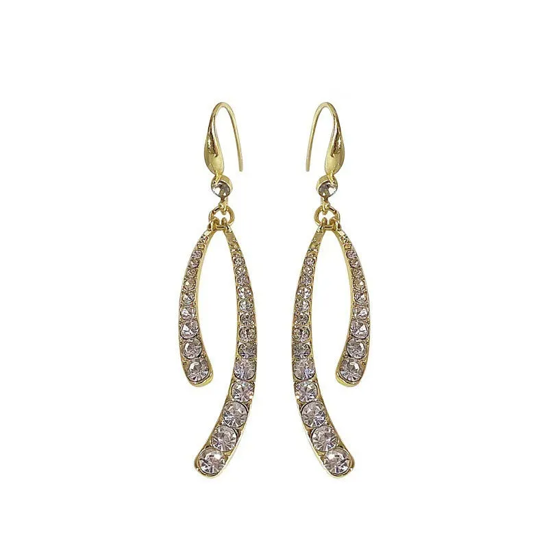 Wholesale Full diamond cross fishtail ear hooks niche design high-end temperament earrings