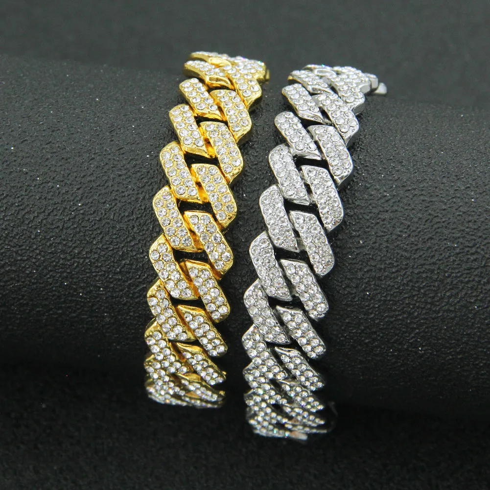 Wholesale Full Diamond Cuban Alloy Bracelet