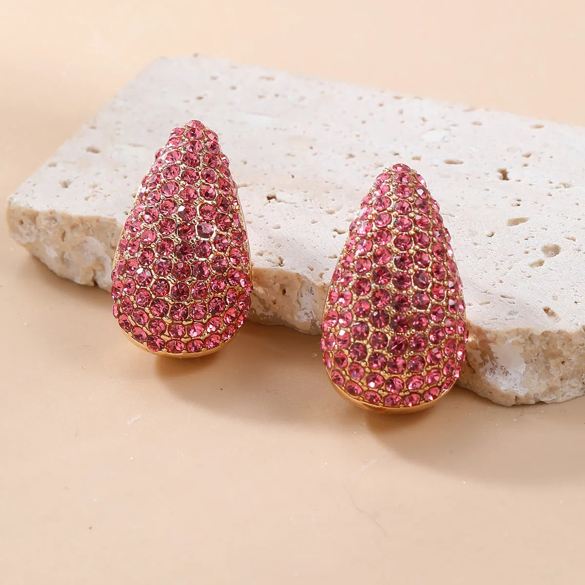 Wholesale Full Diamond Droplet Shaped Alloy Earrings