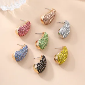 Wholesale Full Diamond Droplet Shaped Alloy Earrings