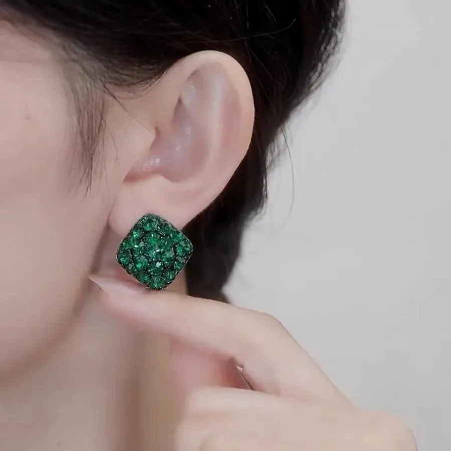 Wholesale Full Diamond Geometric Rhombus Full Diamond Earrings
