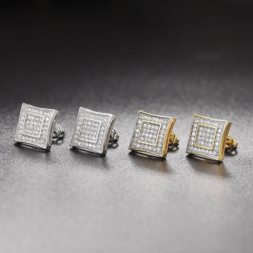 Wholesale Full Diamond Men's Zircon Micropaved Cross Thread Earrings