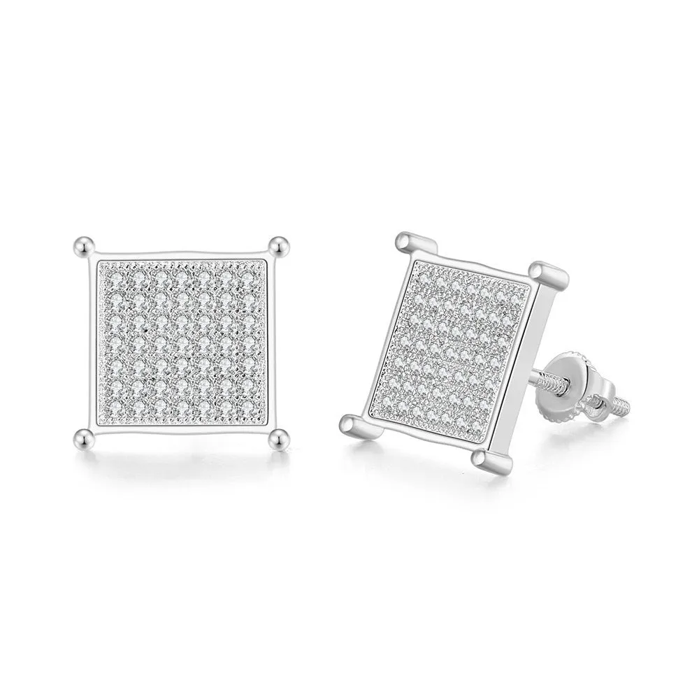 Wholesale Full Diamond Men's Zircon Micropaved Cross Thread Earrings