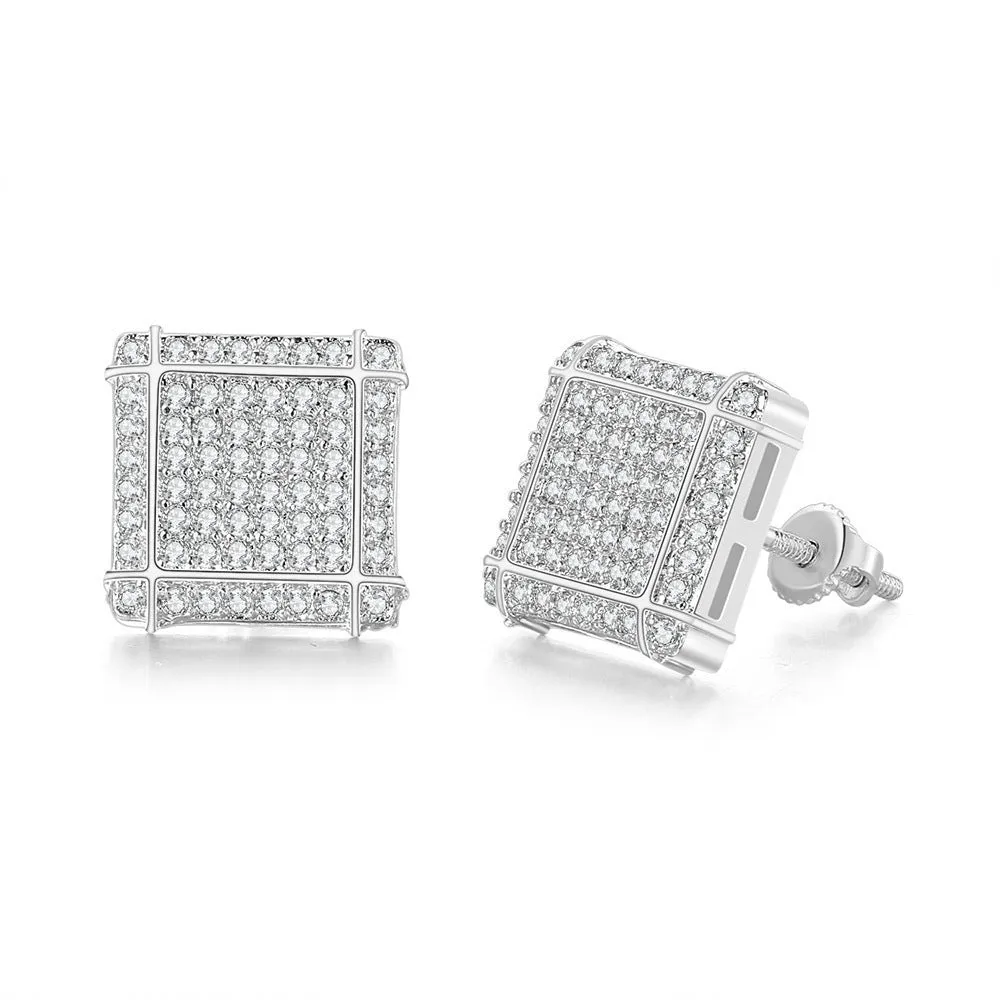 Wholesale Full Diamond Men's Zircon Micropaved Cross Thread Earrings