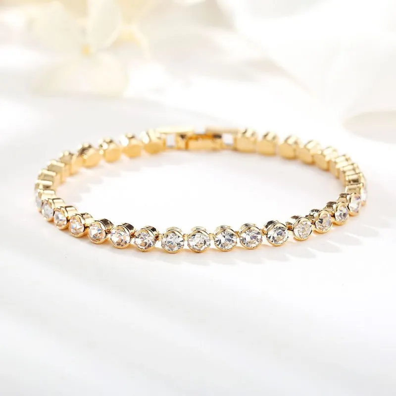 Wholesale Full Diamond Single Row Alloy Bracelets